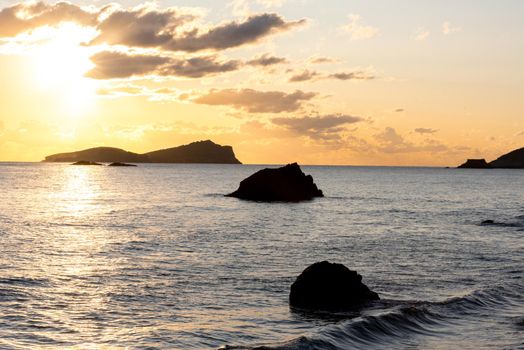 Beautiful sunshine in Aigues Blanques, Ibiza, Spain.