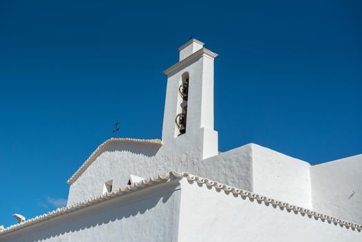 Old White Church of Sant Mateu de la Albarca, Ibiza, Spain.