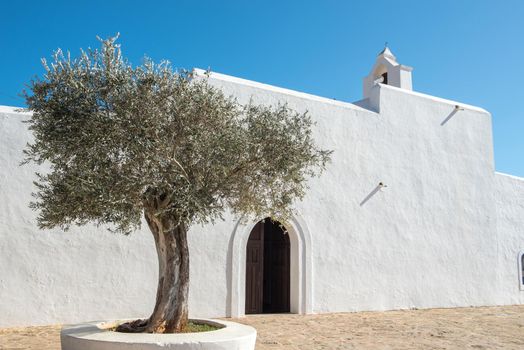 Old White Church of Santa Anges de la Corona, Ibiza, Spain.