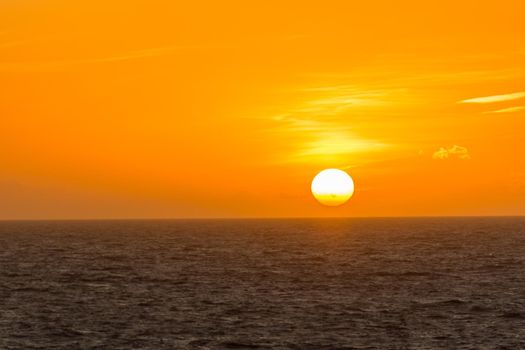 Ibiza sunset from Cala Conta Comte in San Jose at Balearic Islands Spain.