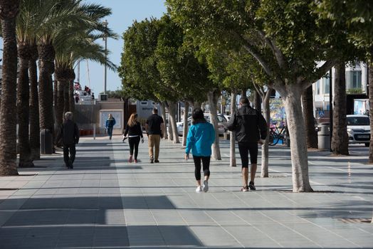 Sant Antoni de Portmany, Ibiza, Spain : NOV 8 2019 : Sunny day in the port of Sant Antoni de POrtmany, Ibiza, Spain.