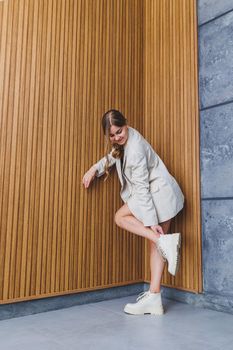 Women's shoes with slender legs, fashion style, beige color, instagram trends, casual style. New collection of shoes for women