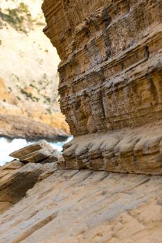 Ibiza, Spain - september 1 2019: Sa pedrera de Cala de Hort, Atlantis at late afternoon