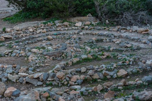 Ibiza, Spain - september 1 2019: Sa pedrera de Cala de Hort, Atlantis at late afternoon