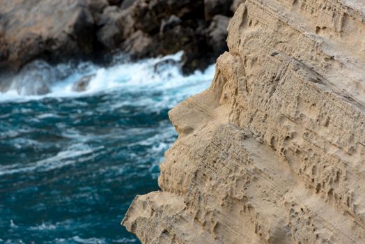 Ibiza, Spain - september 1 2019: Sa pedrera de Cala de Hort, Atlantis at late afternoon