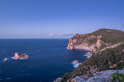 Beautiful beach at Punta de Castellar, Santa Agnes de la Corona, Balearic Islands, Spain.