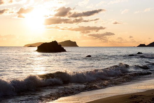 Beautiful sunshine in Aigues Blanques, Ibiza, Spain.