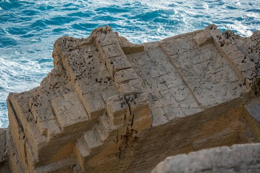 Ibiza, Spain - september 1 2019: Sa pedrera de Cala de Hort, Atlantis at late afternoon