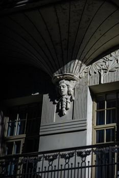 Art deco exterior maiso decoration in Old Tbilisi, capital city of Georgia