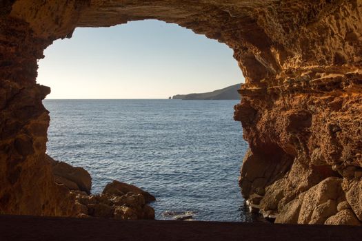 Beautiful Cala Comte Beach, Sant Antoni de Portmany, Ibiza, Balearic Islands, Spain.