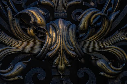 Iron carving leaves shaped as a decor of gate in Old Tbilisi, capital city of Georgia