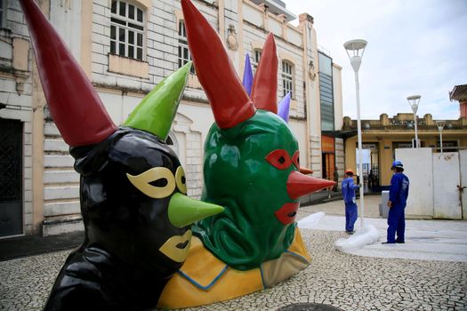 salvador, bahia, brazil - july 27, 2021: Sculpture by Pierrot are seen near the Museuca Casa do Carnaval in Salvador city.