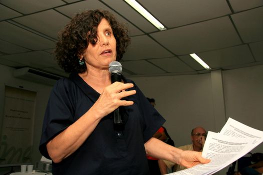 eunapolis, bahia, brazil - february 3, 2009: Bete Wagner, political activist is seen during a presentation in the city of Eunapolis.
