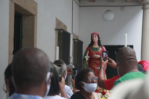 salvador, bahia, brazil - december 13, 2021: Faithful celebrate Santa Luzia day - Patron of ophthalmologists and protector of vision - in the city of Salvador