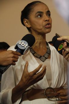 salvador, bahia, brazil - april 29, 2014: Marina Silva, Brazil's presidential candidate is seen during a political rally in the city of Salvador.