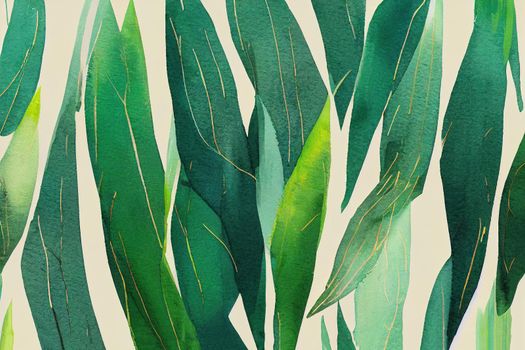 Nature Concept. Watercolor Cotton Wallpaper. Stylish Nature Concept. Grassy Emerald Color. Grass Green Natural Shapes. Colorful Painted Gradient. Ethnic Motifs. Emerald Green Stripes