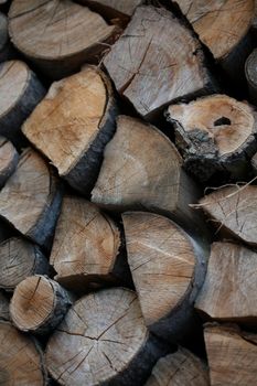 Cutted wood ready for fire close up background modern high quality prints