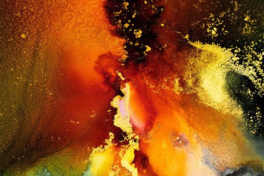 Burning abstract background from marble ink art of exquisite original painting . Painting was painted on high quality paper texture to create smooth marble background pattern of ombre alcohol ink .