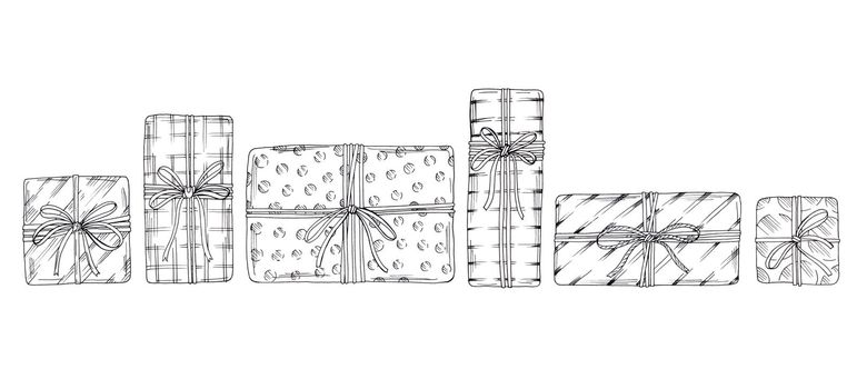 Gift box outline set icon. Illustration of isolated outline icon gift box with ribbon. Outline illustration set christmas present.