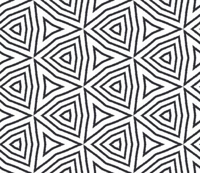 Exotic seamless pattern. Black symmetrical kaleidoscope background. Textile ready fair print, swimwear fabric, wallpaper, wrapping. Summer swimwear exotic seamless design.