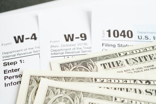 Tax form, business finance concept.