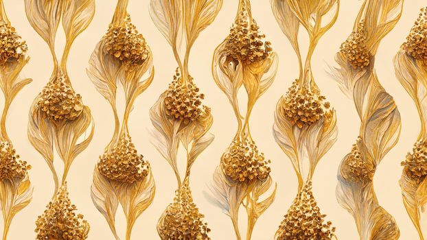 abstract floral pattern in yellow gold colors.