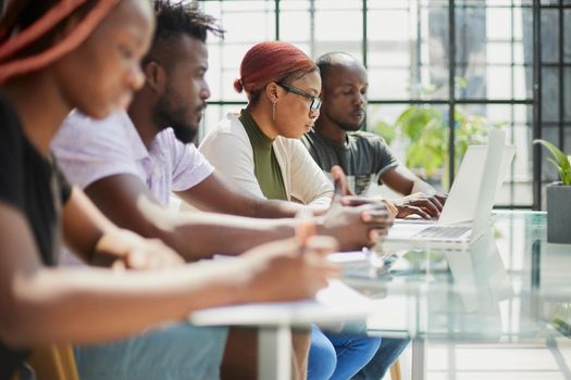 Young business african ameracan people in office