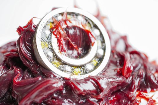 Grease and ball bearing, red excellent water resistance synthetic lithium complex grease for moving path and machinery lubrication for automotive and industrial.