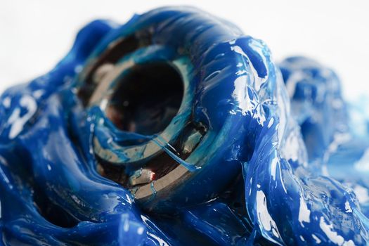 Grease and ball bearing, Blue premium quality synthetic lithium complex grease, high temperatures and machinery lubrication for automotive and industrial.