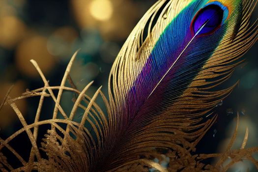 Close-up Peacocks, colorful details and beautiful peacock feathers