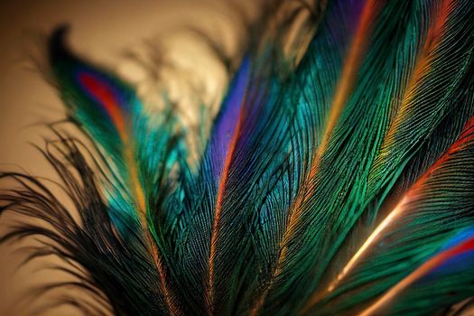 Close-up Peacocks, colorful details and beautiful peacock feathers