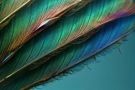 Close-up Peacocks, colorful details and beautiful peacock feathers