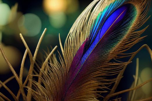 Close-up Peacocks, colorful details and beautiful peacock feathers