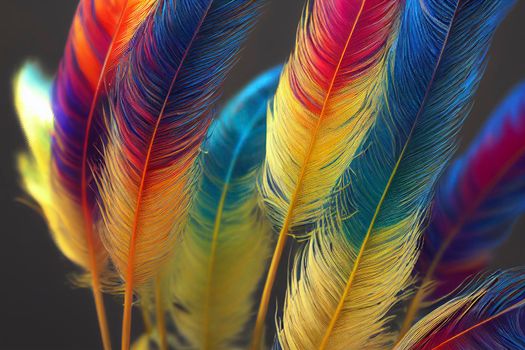 Close-up of feathers, exotic nature background and texture