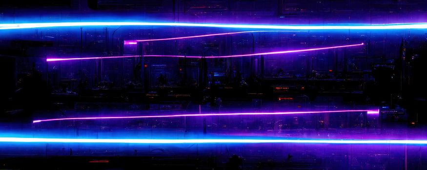 abstract pattern of purple and blue neon lines on a black background.