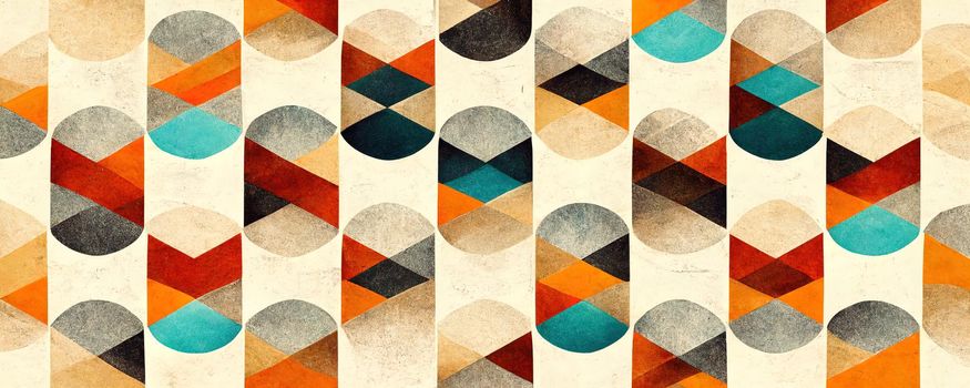 geometric background with polygons in warm colors.
