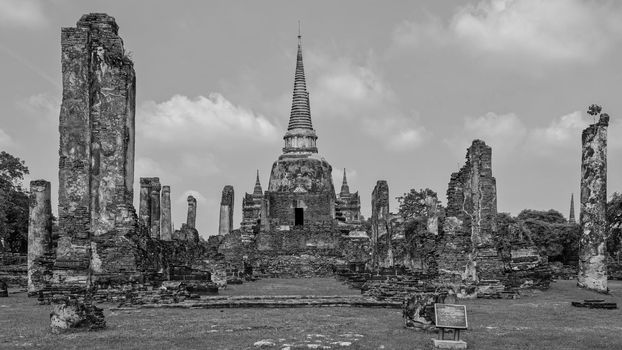 Ayutthaya, Thailand at Wat Phra Si Sanphet, Black and White