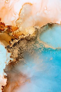 Marble ink abstract art from exquisite original painting for abstract background . Painting was painted on high quality paper texture to create smooth marble background pattern of ombre alcohol ink .