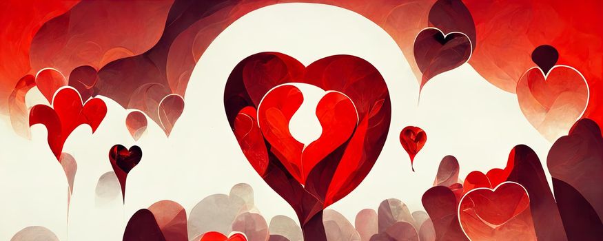 abstract illustration with a heart in red and white colors, the concept of Valentine's Day and all lovers.