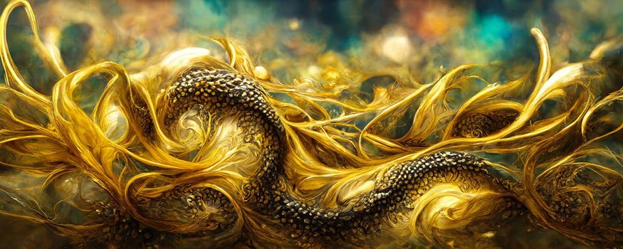 artistic abstract drawing in fantasy style golden dragon skin.