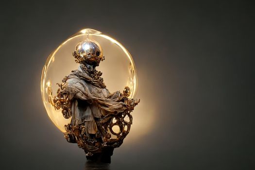 Abstract baroque sculpture of man of light,3d illustration