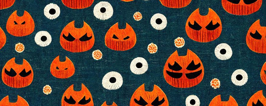 stylish abstract fabric pattern with halloween pumpkins.