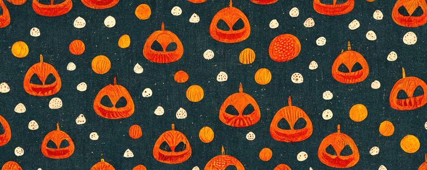 stylish abstract fabric pattern with halloween pumpkins.