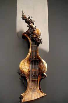 Picture of baroque violin statue, intricate details, 3D illustration