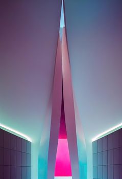 Interior shot of a modern contemporary futuristic chapel, 3d illustration