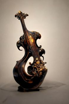 Picture of baroque violin statue, intricate details, 3D illustration