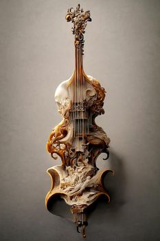 Picture of baroque violin statue, intricate details, 3D illustration