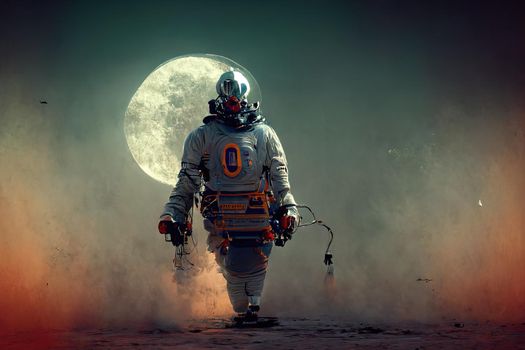 Man going on the moon, 3d illustration