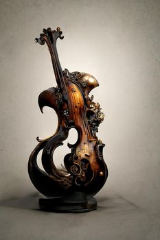 Picture of baroque violin statue, intricate details, 3D illustration