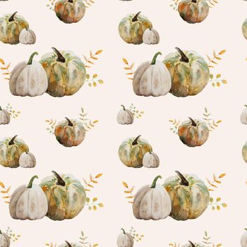 Watercolor pumpkin illustration on white background. Autumn vegetable aquarelle painting